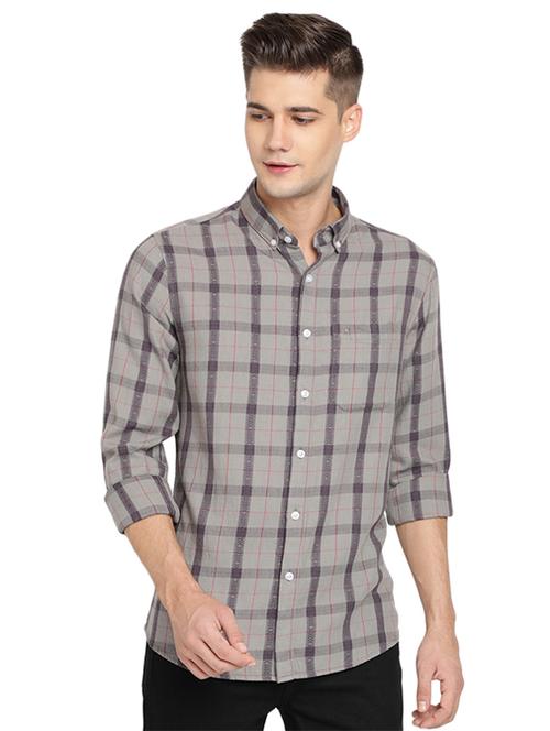 grey checkered casual shirt - 16868958 - Very Small Image - 1