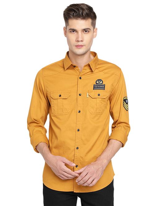 yellow solid casual shirt - 16868967 - Very Small Image - 1