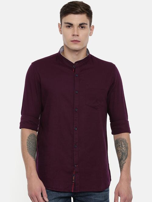purple solid casual shirt - 16869357 - Very Small Image - 1