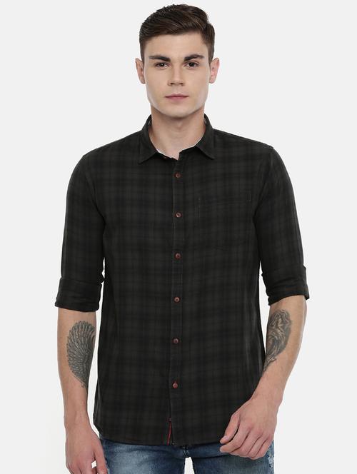 grey checkered casual shirt - 16869360 - Very Small Image - 1