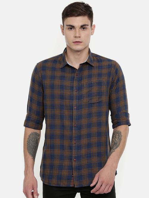 blue checkered casual shirt - 16869364 - Very Small Image - 1