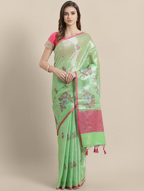 floral banarasi saree with blouse - 16869485 - Very Small Image - 1