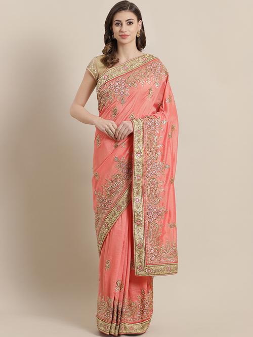 embellished plain saree with blouse - 16869494 - Very Small Image - 1