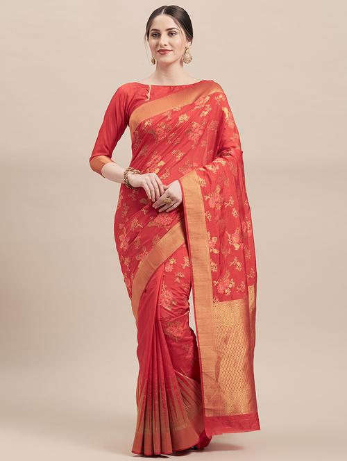 floral kanjivaram saree with blouse - 16870129 - Very Small Image - 1