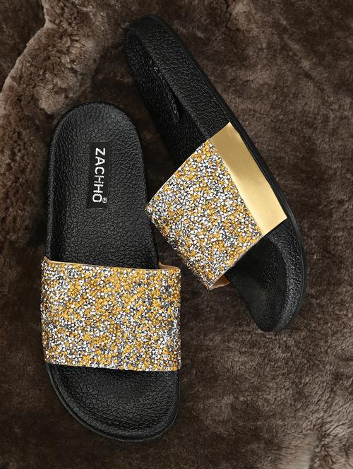 gold slip on flat sandals - 16871719 - Very Small Image - 1