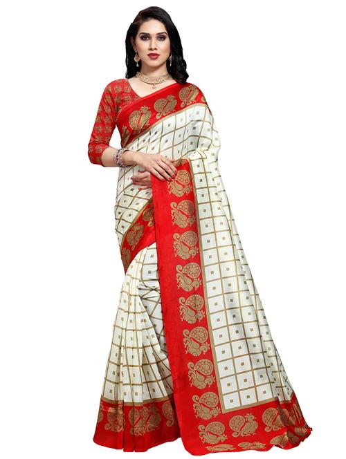 check printed saree - 16872838 - Very Small Image - 1