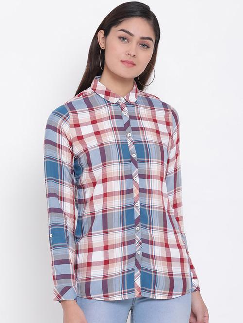curved hem checkered shirt - 16873044 - Very Small Image - 1