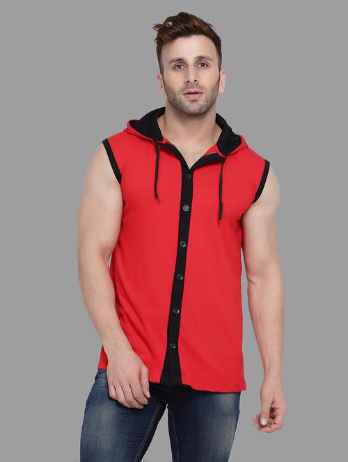 red solid hooded t-shirt - 16873186 - Very Small Image - 1