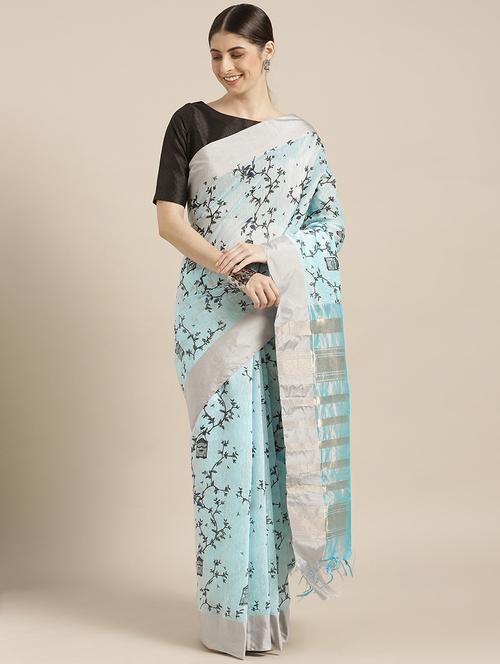 floral kanjivaram saree with blouse - 16873340 - Very Small Image - 1