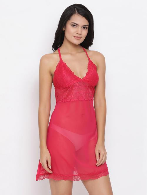 halter neck lace detail babydoll - 16873500 - Very Small Image - 1