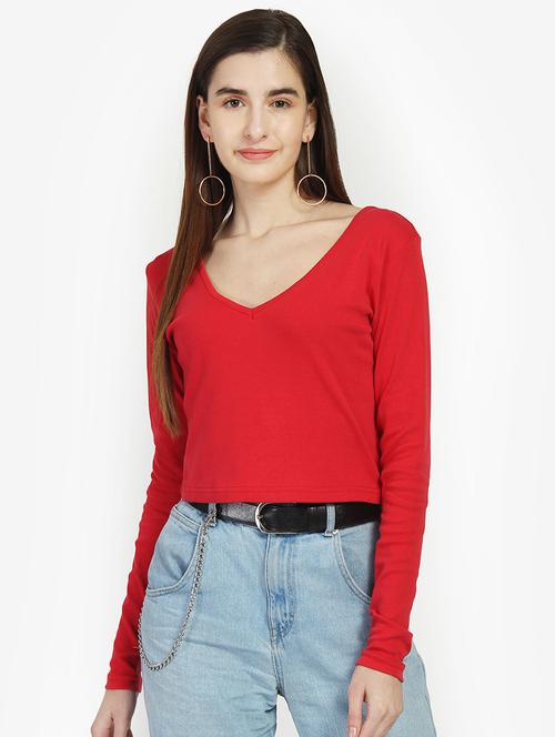 v-neck crop top - 16874368 - Very Small Image - 1