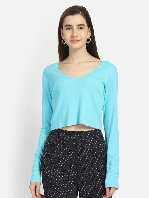 v-neck crop top - 16874369 - Very Small Image - 1