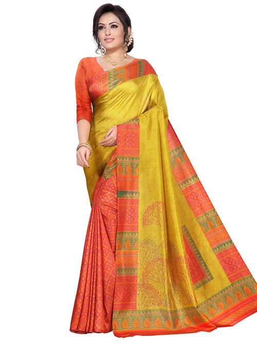 printed half and half saree with blouse - 16874505 - Very Small Image - 1