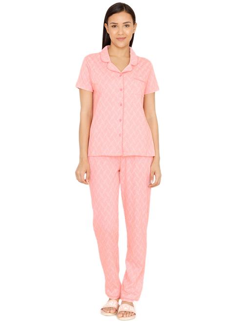 shirt collar printed shirt with pajama set - 16874559 - Very Small Image - 1