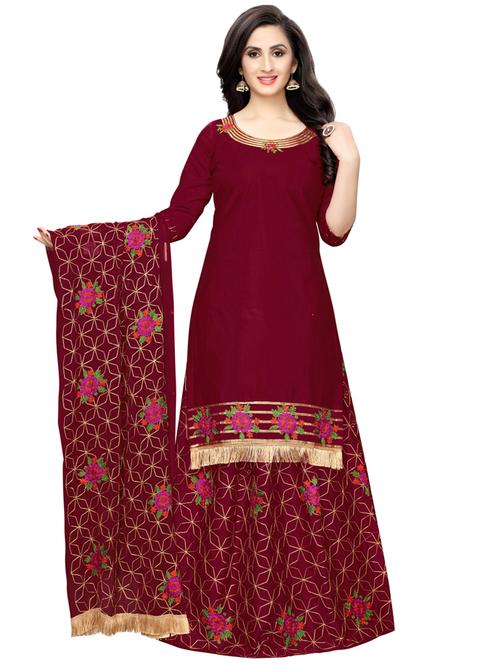 embroidered skirt unstitched suit - 16875025 - Very Small Image - 1
