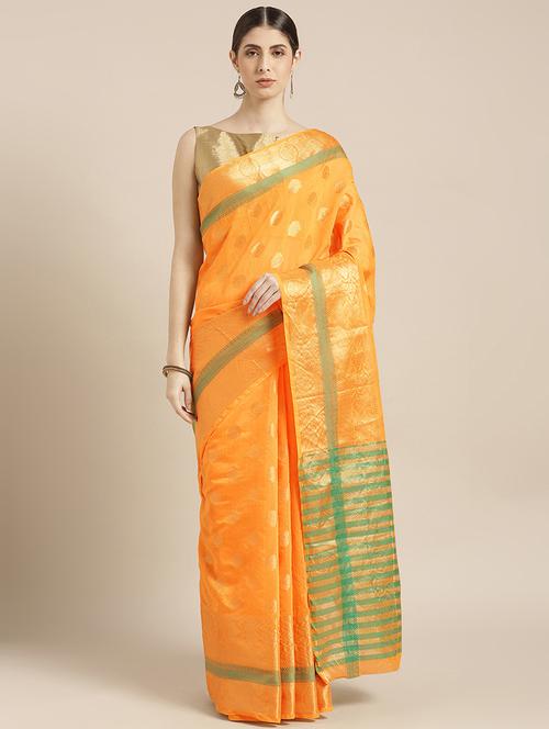 solid woven saree with blouse - 16876942 - Very Small Image - 1
