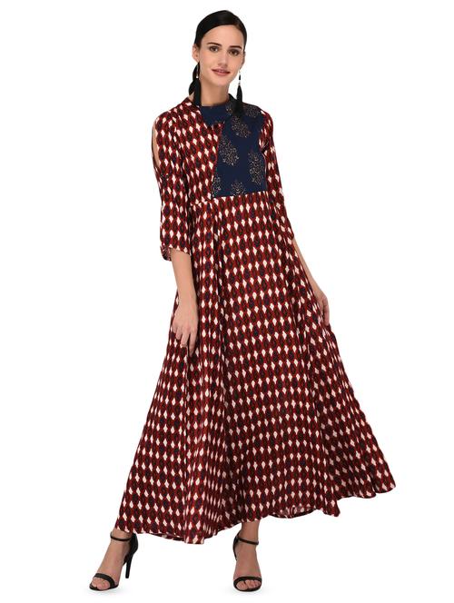 ikat flared ethnic dress - 16877237 - Very Small Image - 1