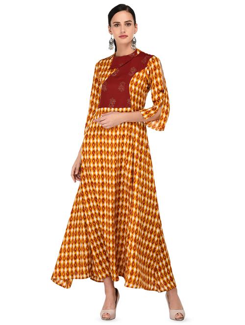 ikat flared ethnic dress - 16877238 - Very Small Image - 1