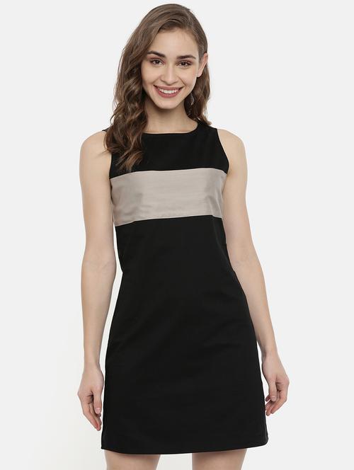 round neck color block sheath dress - 16878310 - Very Small Image - 1