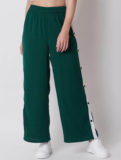 side taped wide leg pleated trousers - 16878483 - Very Small Image - 1