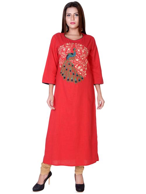 embroidered a-line kurta - 16878655 - Very Small Image - 1
