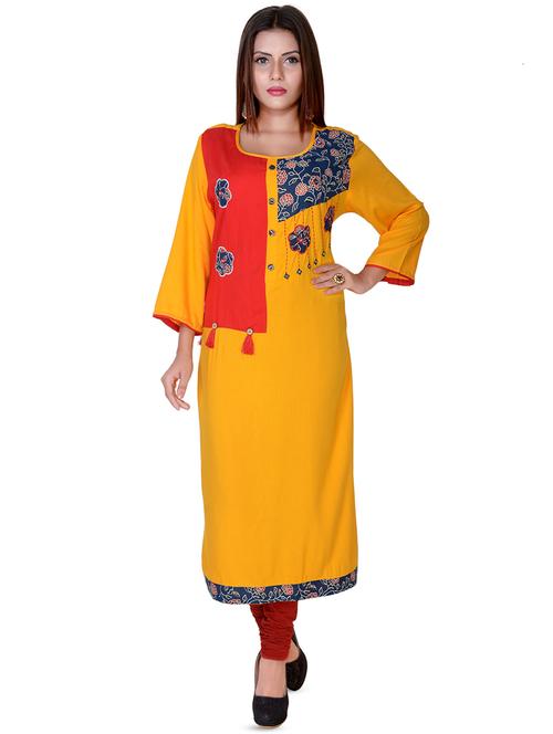 color block straight kurta - 16878675 - Very Small Image - 1