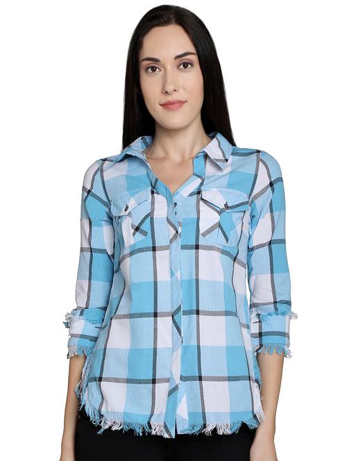 frayed hem checkered shirt - 16878942 - Very Small Image - 1