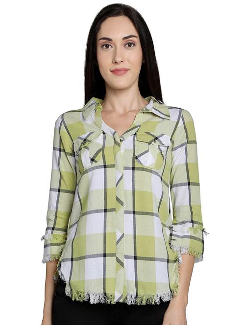 frayed hem checkered shirt - 16878943 - Very Small Image - 1