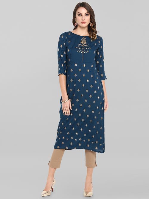 gold print kurta pant set - 16879714 - Very Small Image - 1