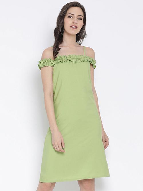 cold shoulder frill detail a-line dress - 16880209 - Very Small Image - 1