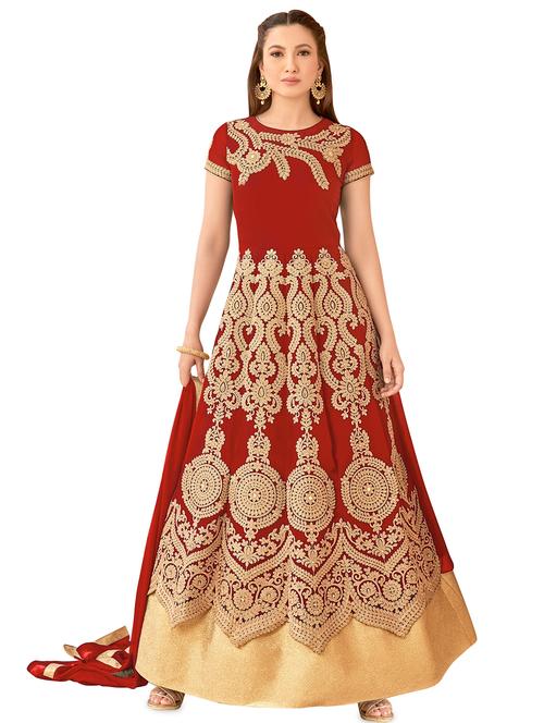 embroidered semi-stitched suit - 16880596 - Very Small Image - 1
