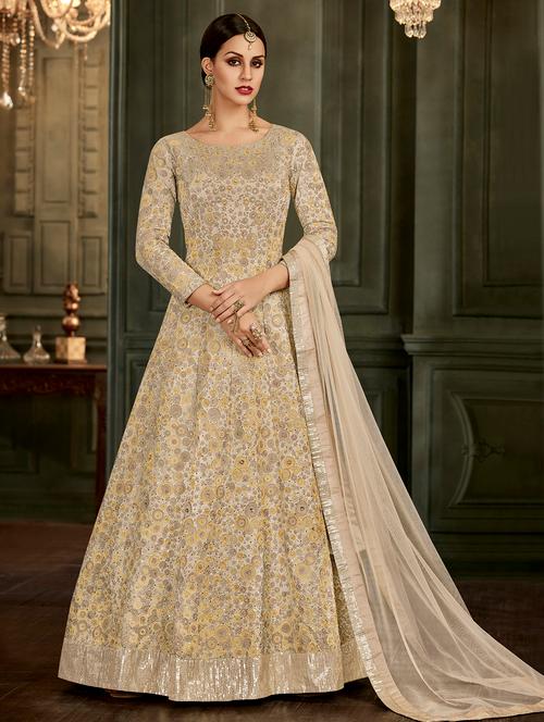 embroidered semi-stitched suit - 16880606 - Very Small Image - 1