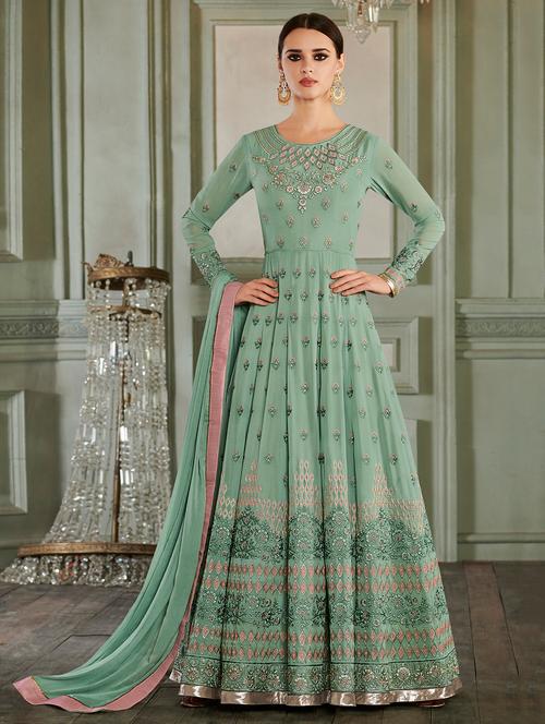 embroidered semi-stitched suit - 16880607 - Very Small Image - 1