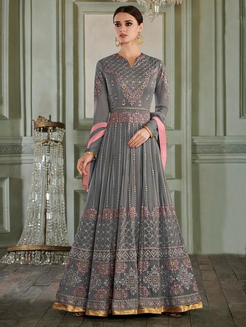 embroidered semi-stitched suit - 16880608 - Very Small Image - 1