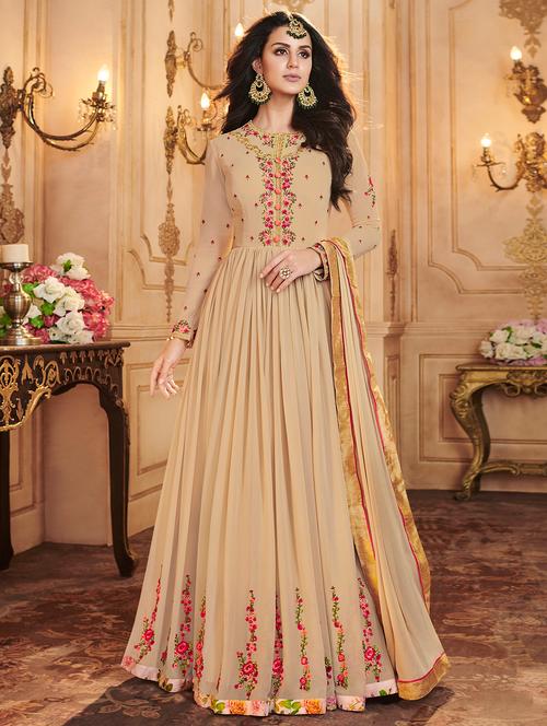 embroidered semi-stitched suit - 16880612 - Very Small Image - 1