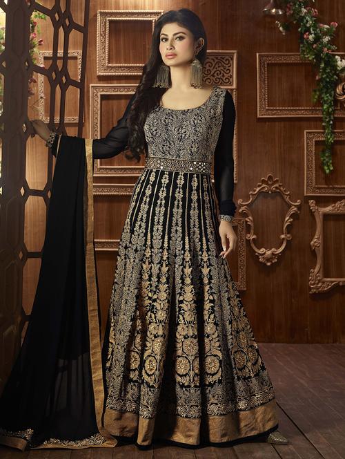 embroidered semi-stitched suit - 16880630 - Very Small Image - 1