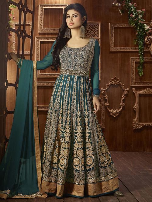 embroidered semi-stitched suit - 16880631 - Very Small Image - 1