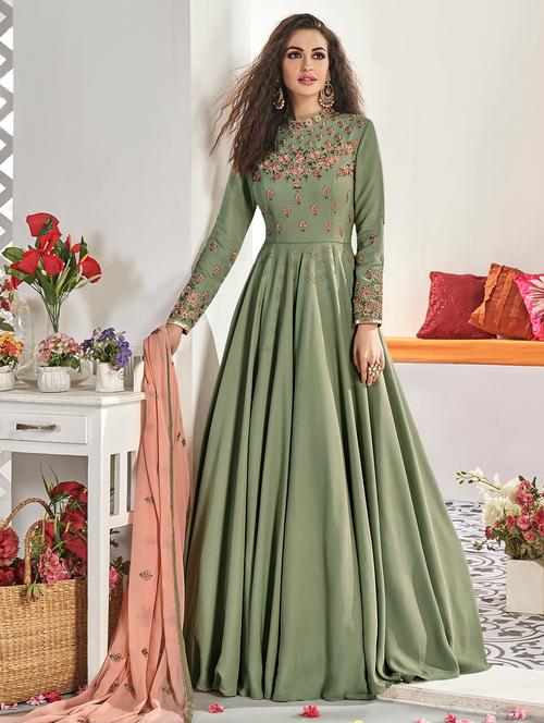 embroidered semi-stitched suit - 16880646 - Very Small Image - 1