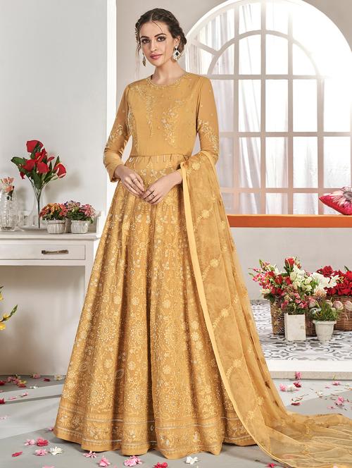tonal embroidered semi-stitched suit - 16880653 - Very Small Image - 1