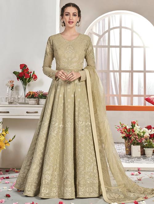 embroidered semi-stitched suit - 16880656 - Very Small Image - 1