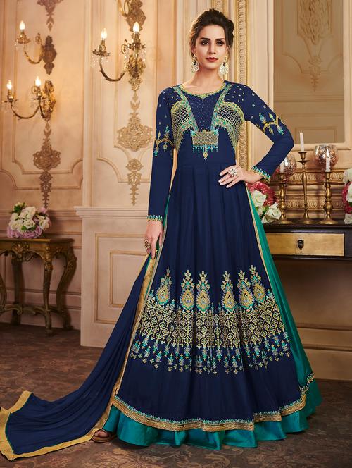embroidered semi-stitched suit - 16880657 - Very Small Image - 1