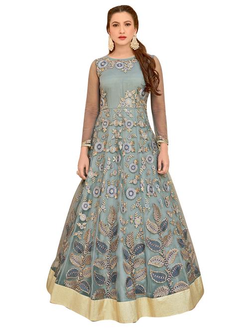 embroidered semi-stitched suit - 16880685 - Very Small Image - 1