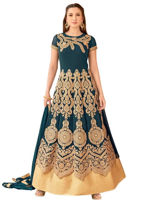 embroidered semi-stitched suit - 16880688 - Very Small Image - 1