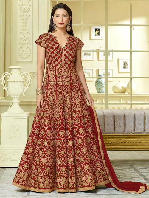 embroidered semi-stitched suit - 16880692 - Very Small Image - 1