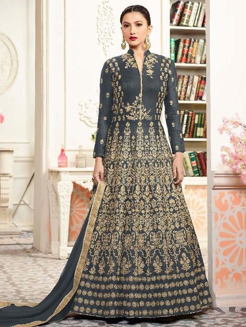 embroidered semi-stitched suit - 16880698 - Very Small Image - 1