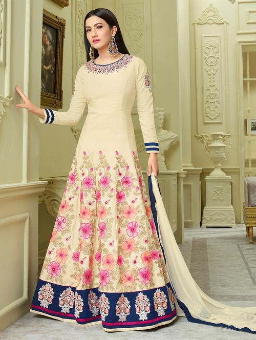 embroidered semi-stitched suit - 16880704 - Very Small Image - 1
