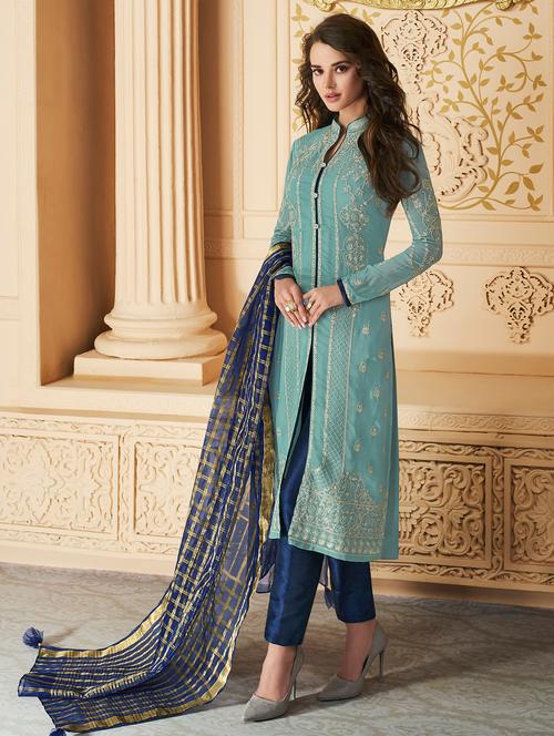 embroidered suits semi-stitched suit - 16880714 - Very Small Image - 1