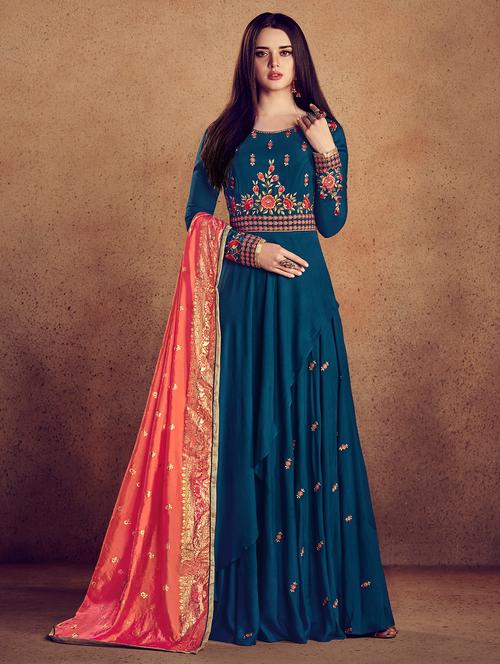 embroidered suits semi-stitched suit - 16880725 - Very Small Image - 1