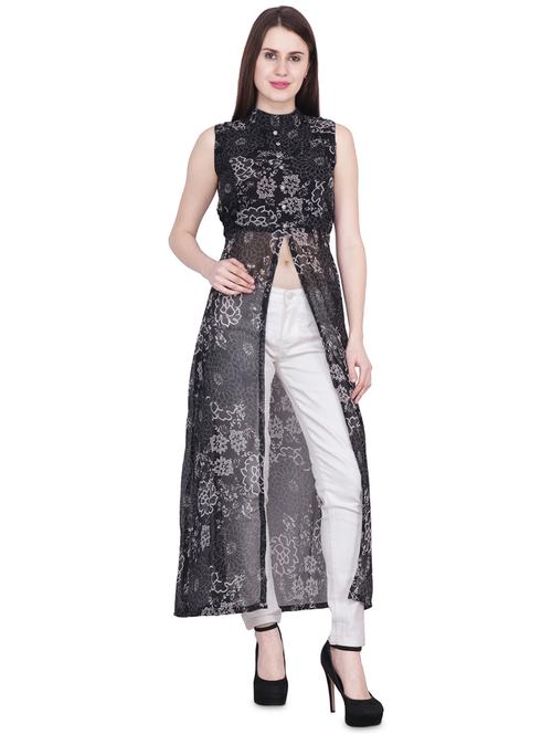 tie back front slit maxi tunic - 16881086 - Very Small Image - 1