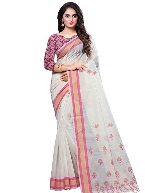 solid bordered saree with blouse - 16881303 - Very Small Image - 1